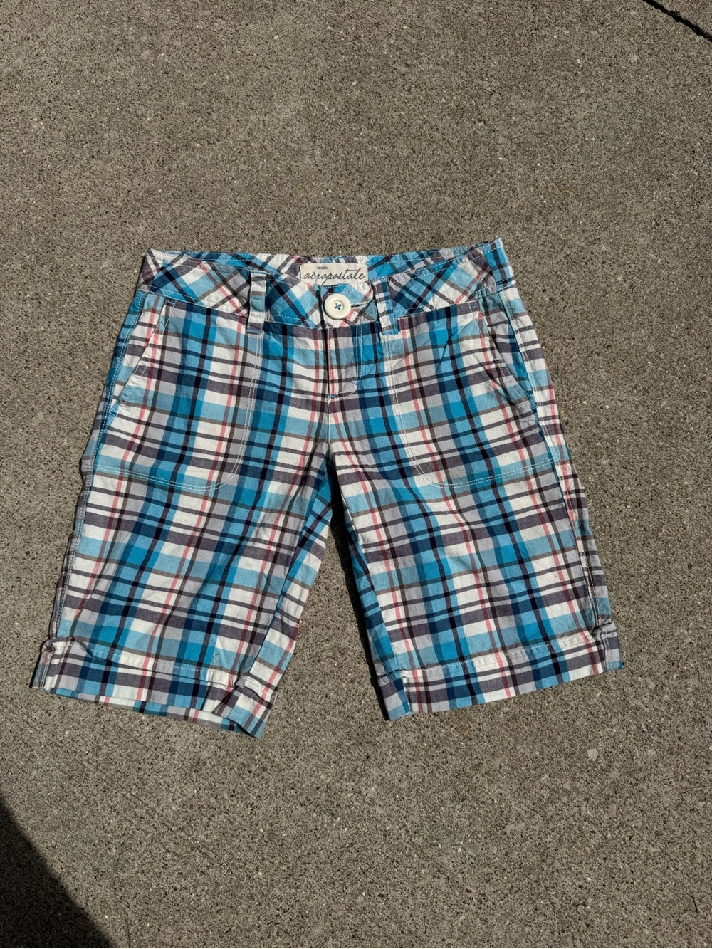 Aeropostale Teal and Navy Plaid Shorts